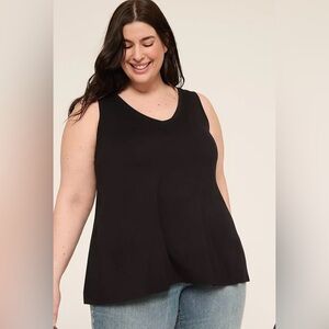 NWT Lane Bryant Black Sleeveless Womens V-Neck Swing Top 14/16 Goth Grunge Urban